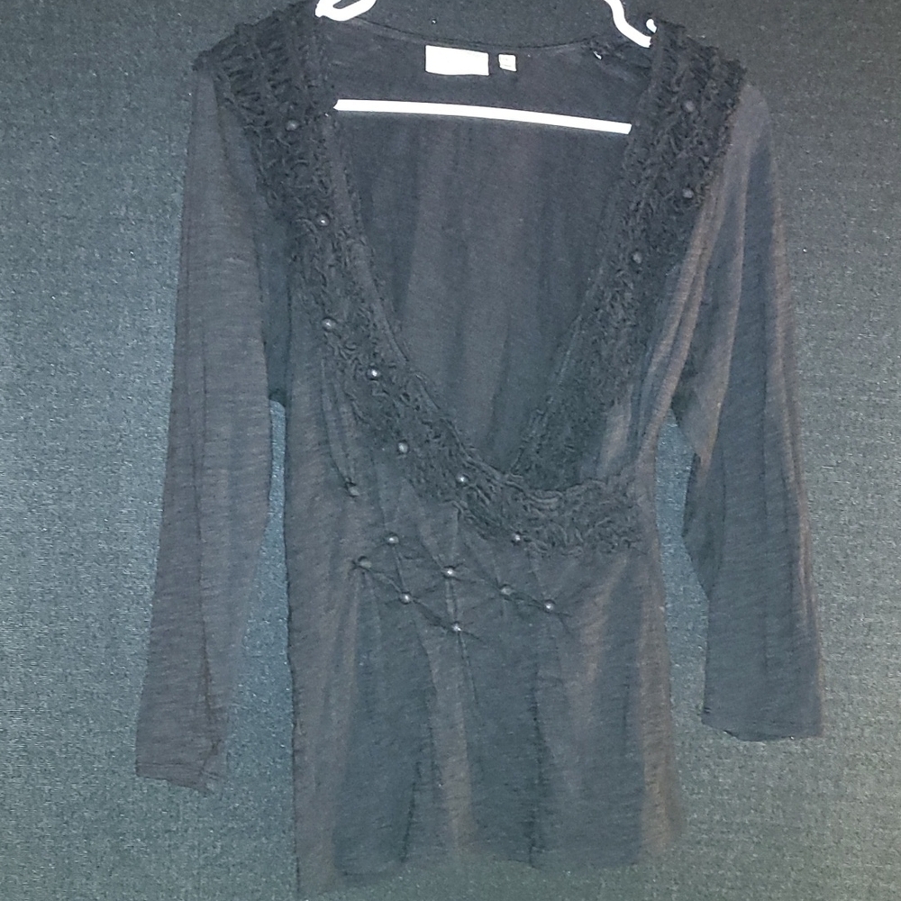 Deletta Black Textured Top